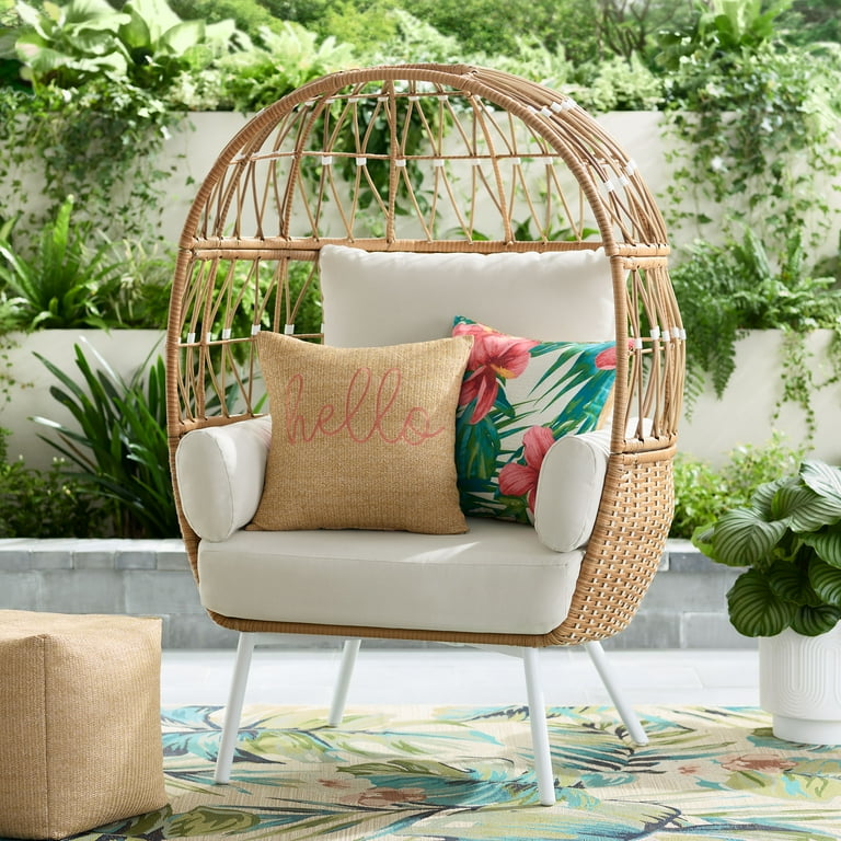 Better Homes and Gardens Lilah Boho Outdoor Stationary Wicker Egg