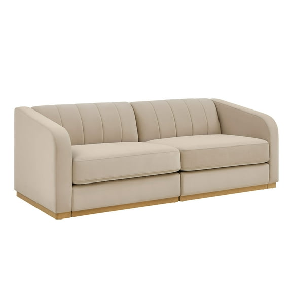 Better Homes & Gardens Lillian Channel Tufted Sofa 83.5" Beige Velvet
