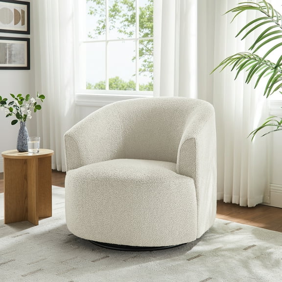 Mainstays Boucle Swivel Accent Chair, Cream