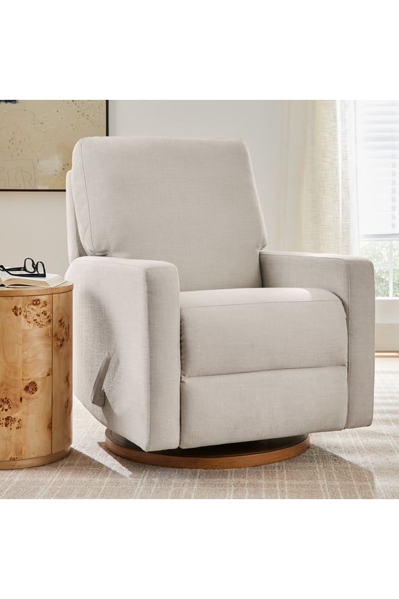 Modern Farmhouse Swivel Glider Recliner, Cream Linen