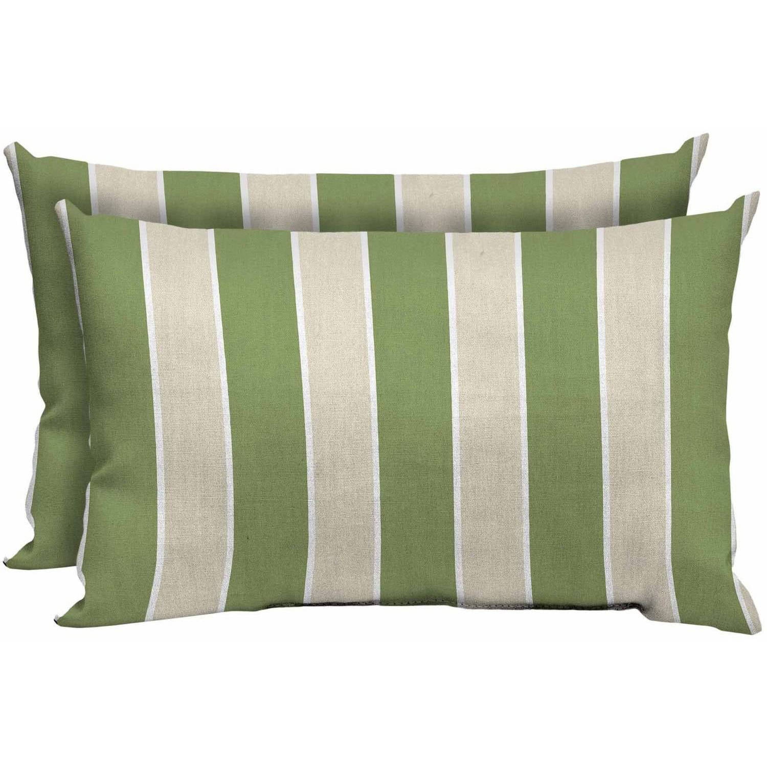 Better Homes and Gardens Outdoor Patio Lumbar Pillow, Set of Two, Green