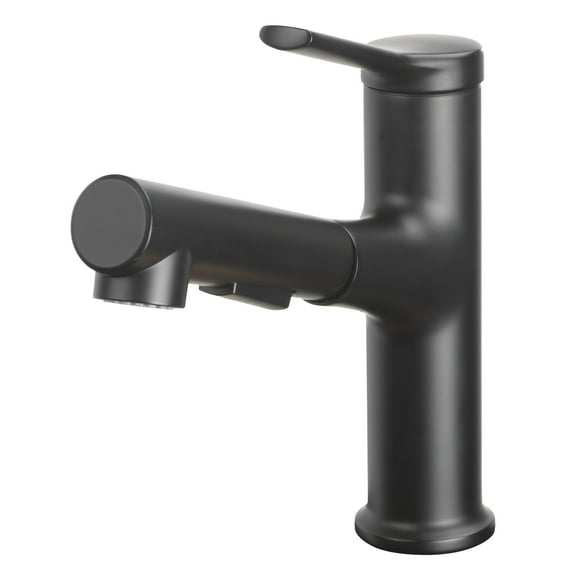 Better Homes and Gardens Pull-Out Bathroom Sink Faucet with Pop-up Drain and Optional Deckplate, Matte Black