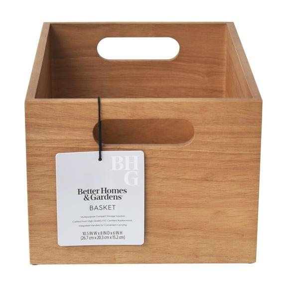 Better Homes & Gardens Wood Basket, Light Honey