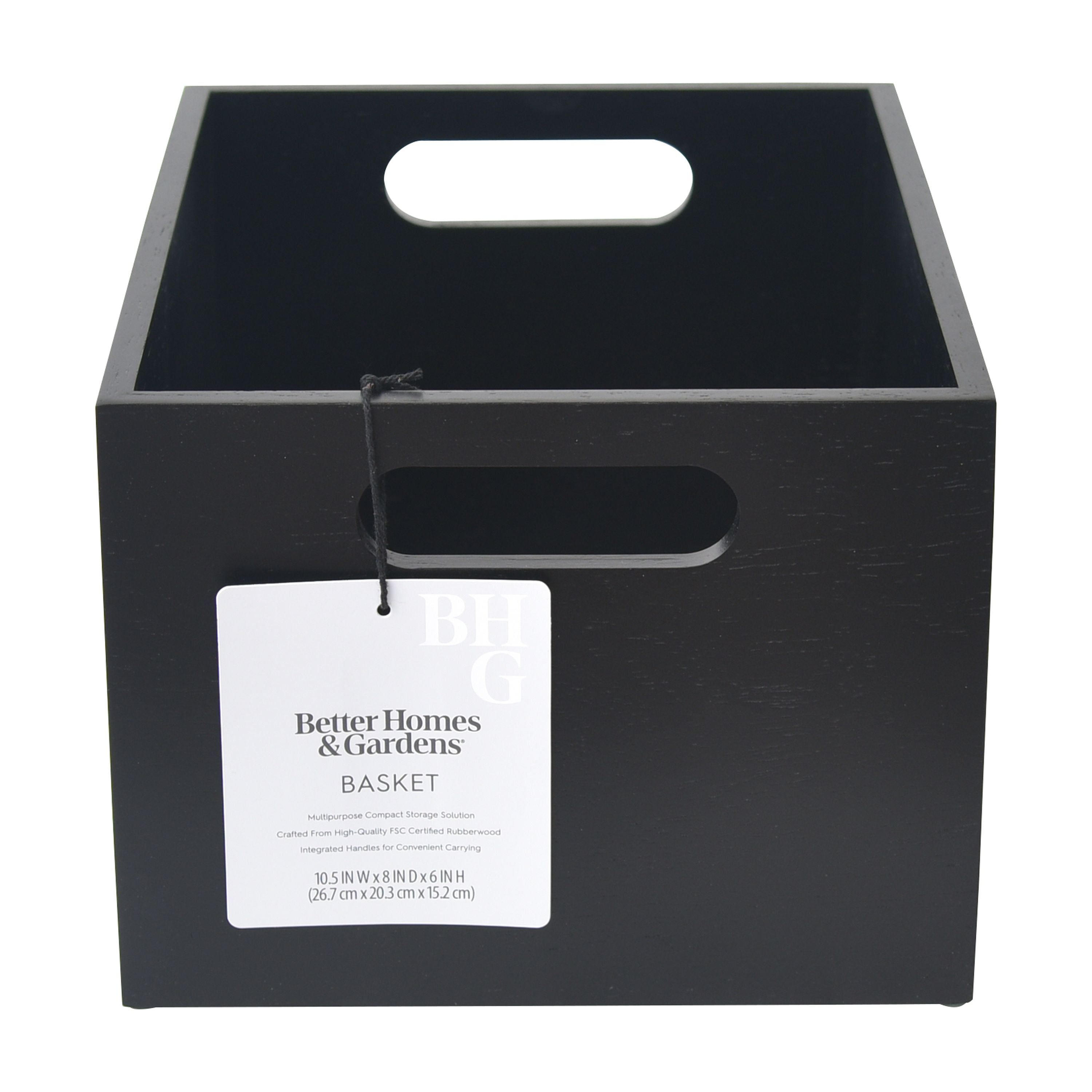 Better Homes & Gardens Rubber Wood Storage Basket, Charcoal - Walmart.com