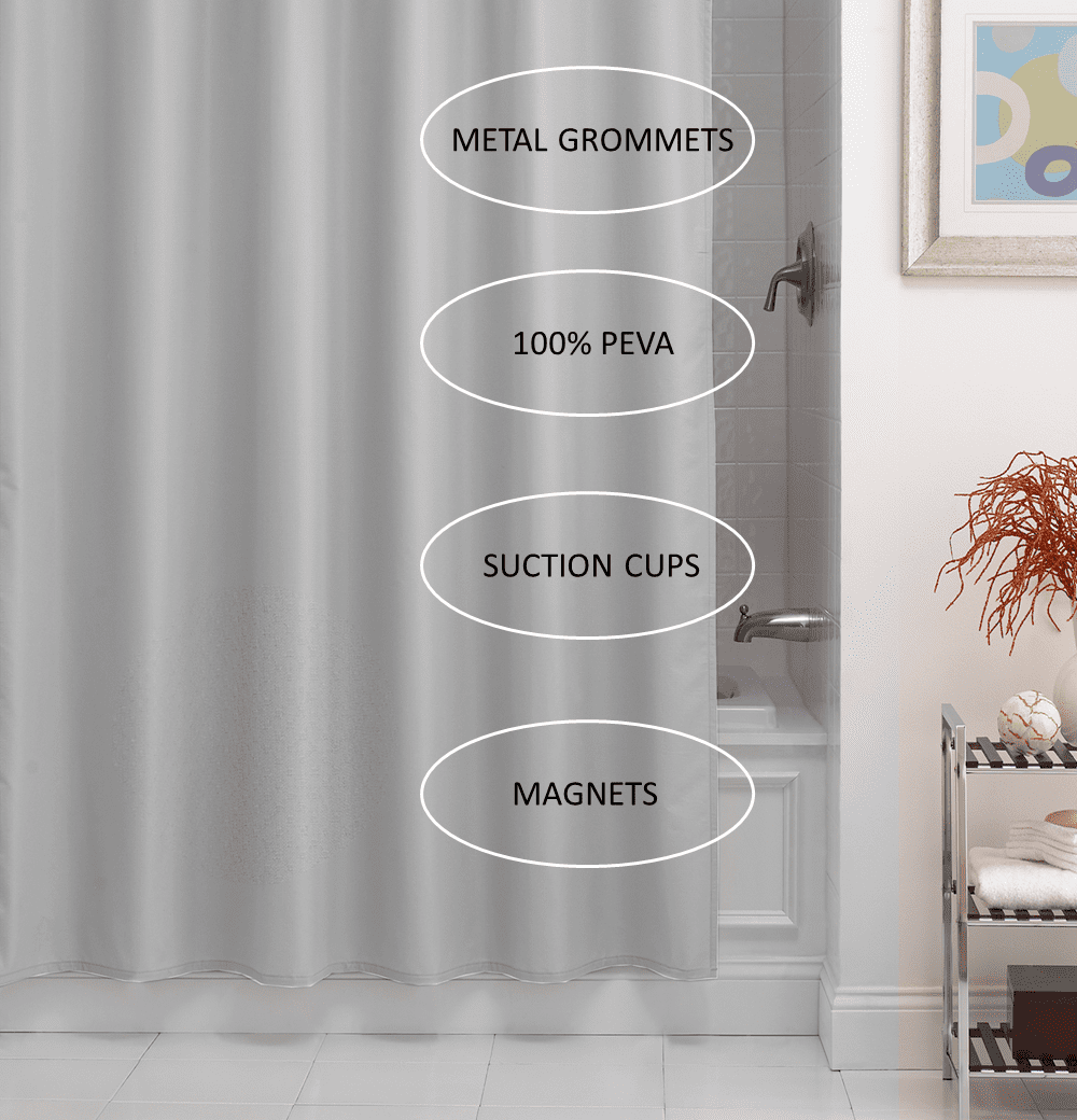 Better Homes and Gardens Shower Liner Heavy Thickness Gray 70" x 72"