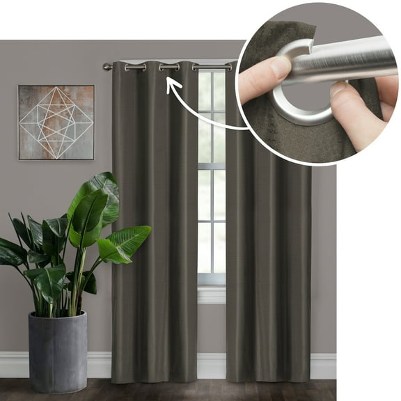 Better Homes & Gardens Simon Solid Textured Curtain Panel, Grey, 40" W x 84" L