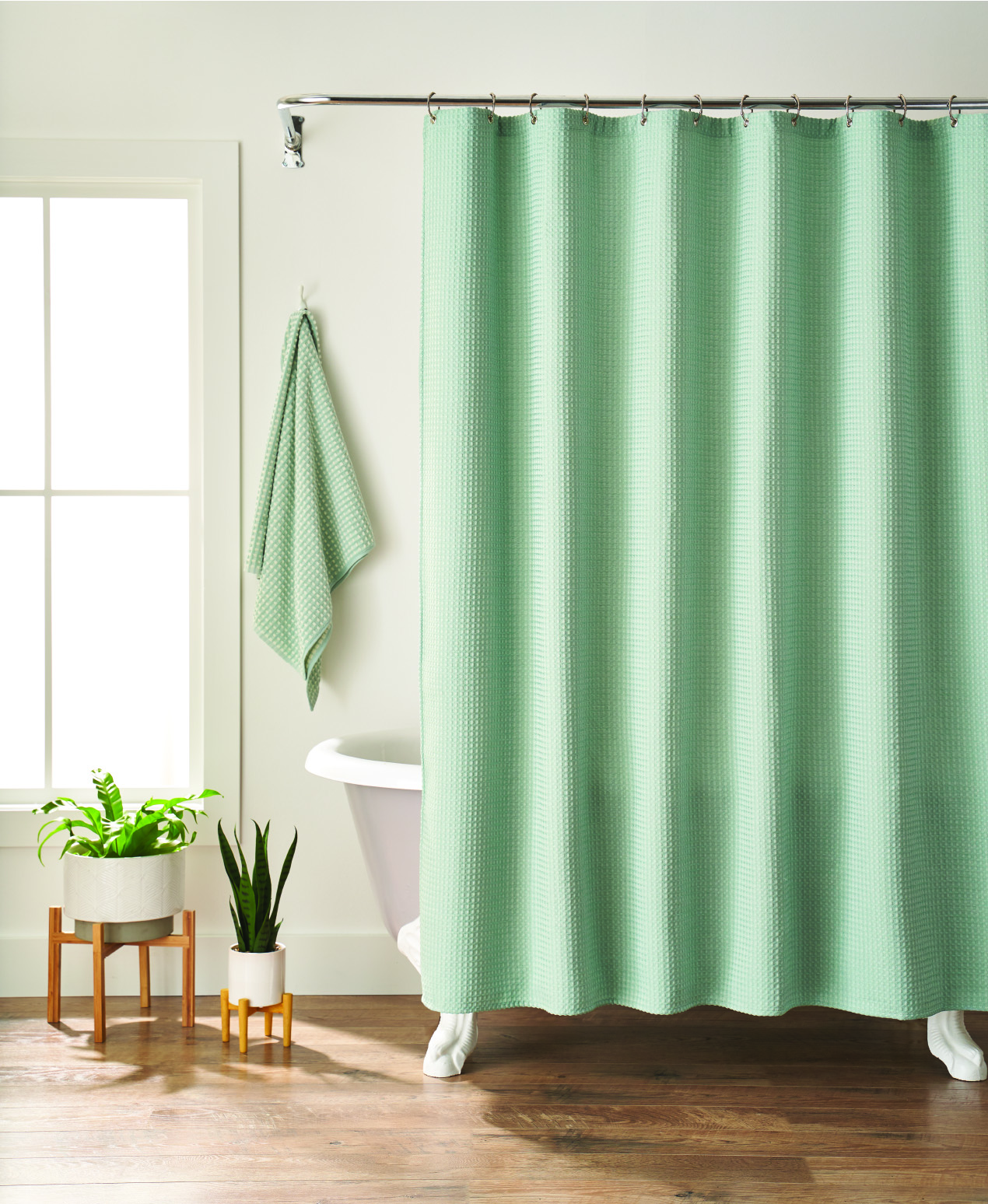 Better Homes and Gardens Solid Waffle Fabric Shower Curtain