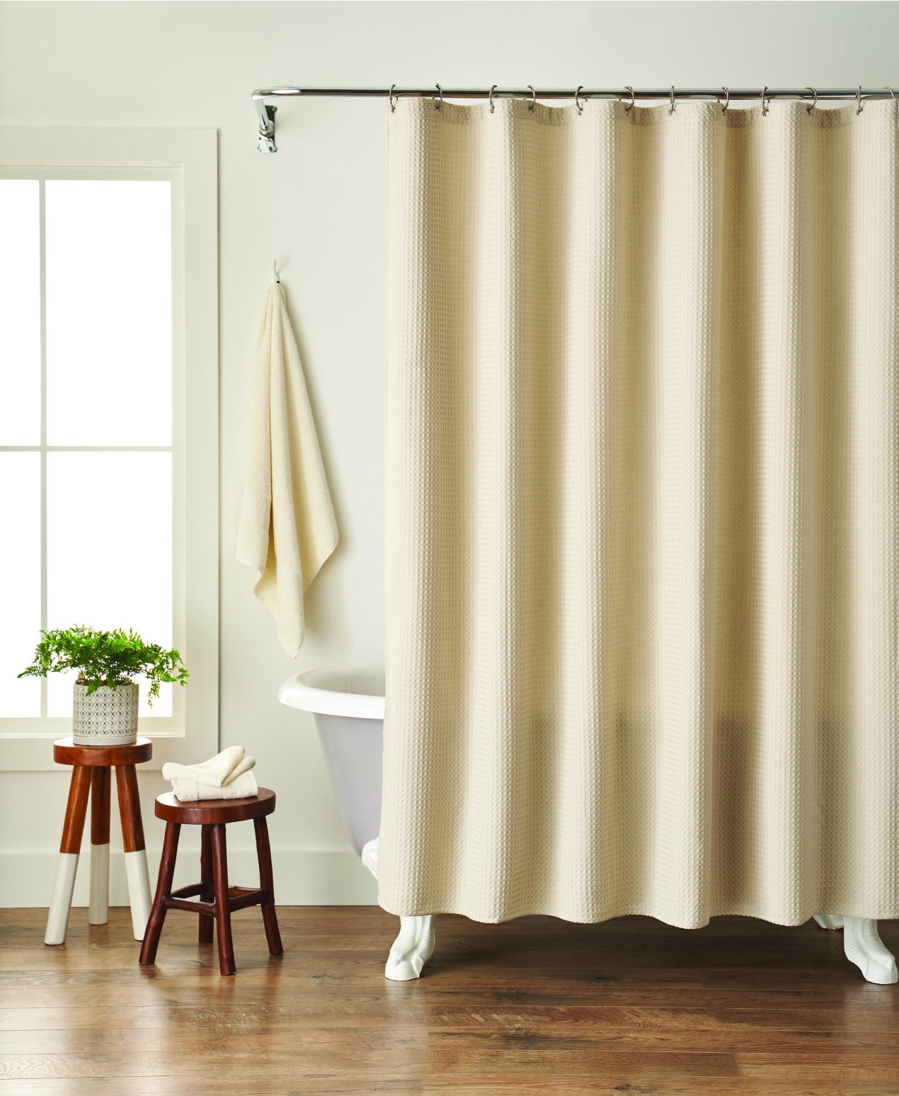 Better Homes and Gardens Solid Waffle Fabric Shower Curtain