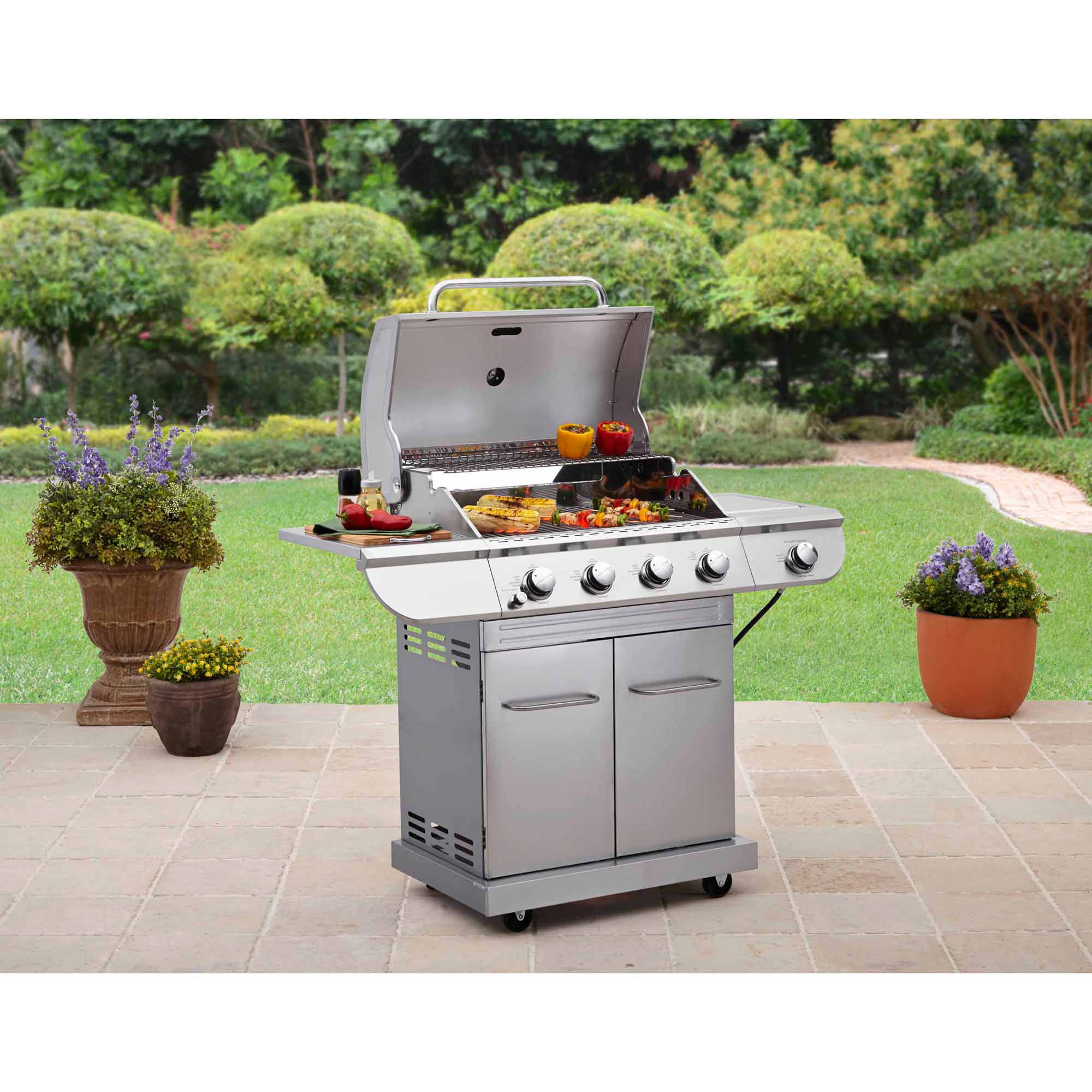 Better Homes and Gardens Stainless Steel 4-Burner Gas Grill with Side Burner
