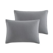 Better Homes and Gardens Standard Quilted Pillow Sham, Grey, 2 Pack