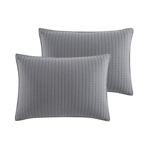 Better Homes and Gardens Standard Quilted Pillow Sham, Grey, 2 Pack