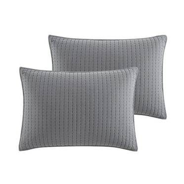 Better Homes and Gardens Standard Quilted Pillow Sham, Grey, 2 Pack