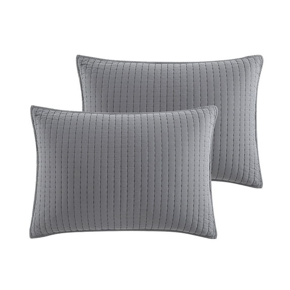 Better Homes and Gardens Standard Quilted Pillow Sham, Grey, 2 Pack
