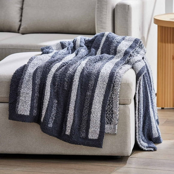 Better Homes & Gardens Soft Cozy Knit Oversize Couch Throw Blanket, Charcoal Stripe