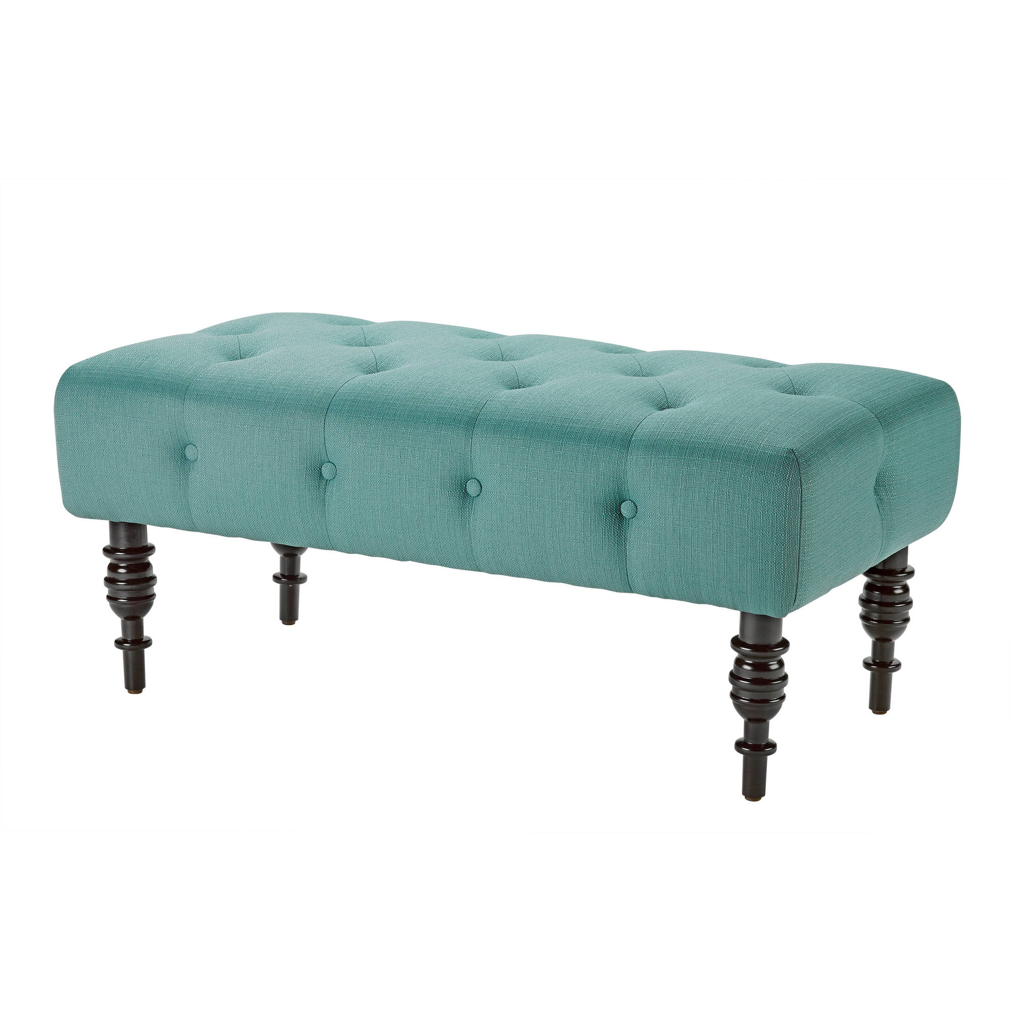 Better Homes and Gardens Traditional Tufted Bench with Turned Wood Legs, Multiple Finishes - image 1 of 3