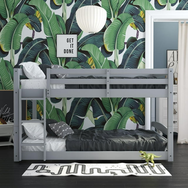 Better Homes and Gardens Tristan Full-over-Full Convertible Floor Bunk Bed, Gray
