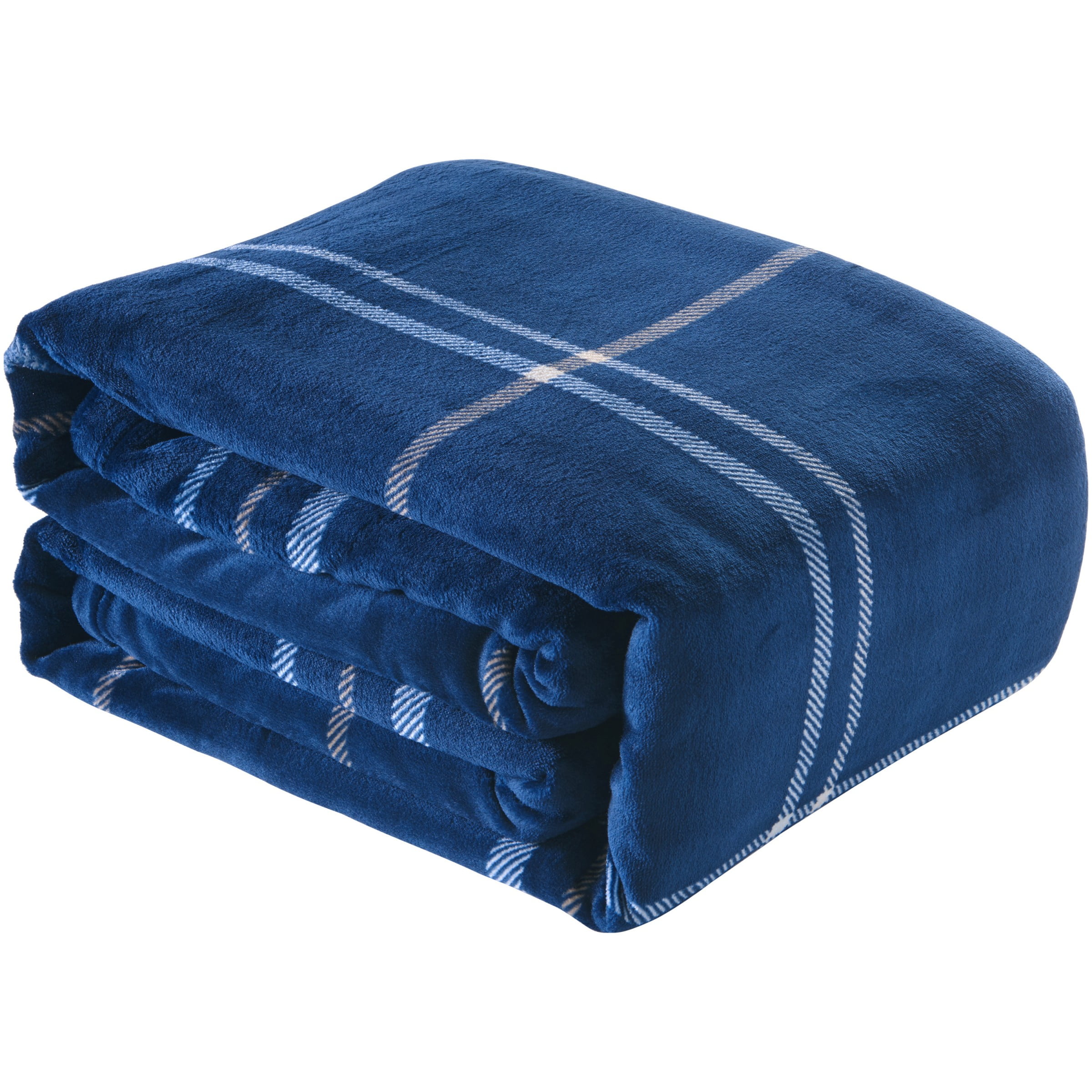 Better Homes and Gardens Velvet Plush Blanket, Indigo Plaid, Full/Queen