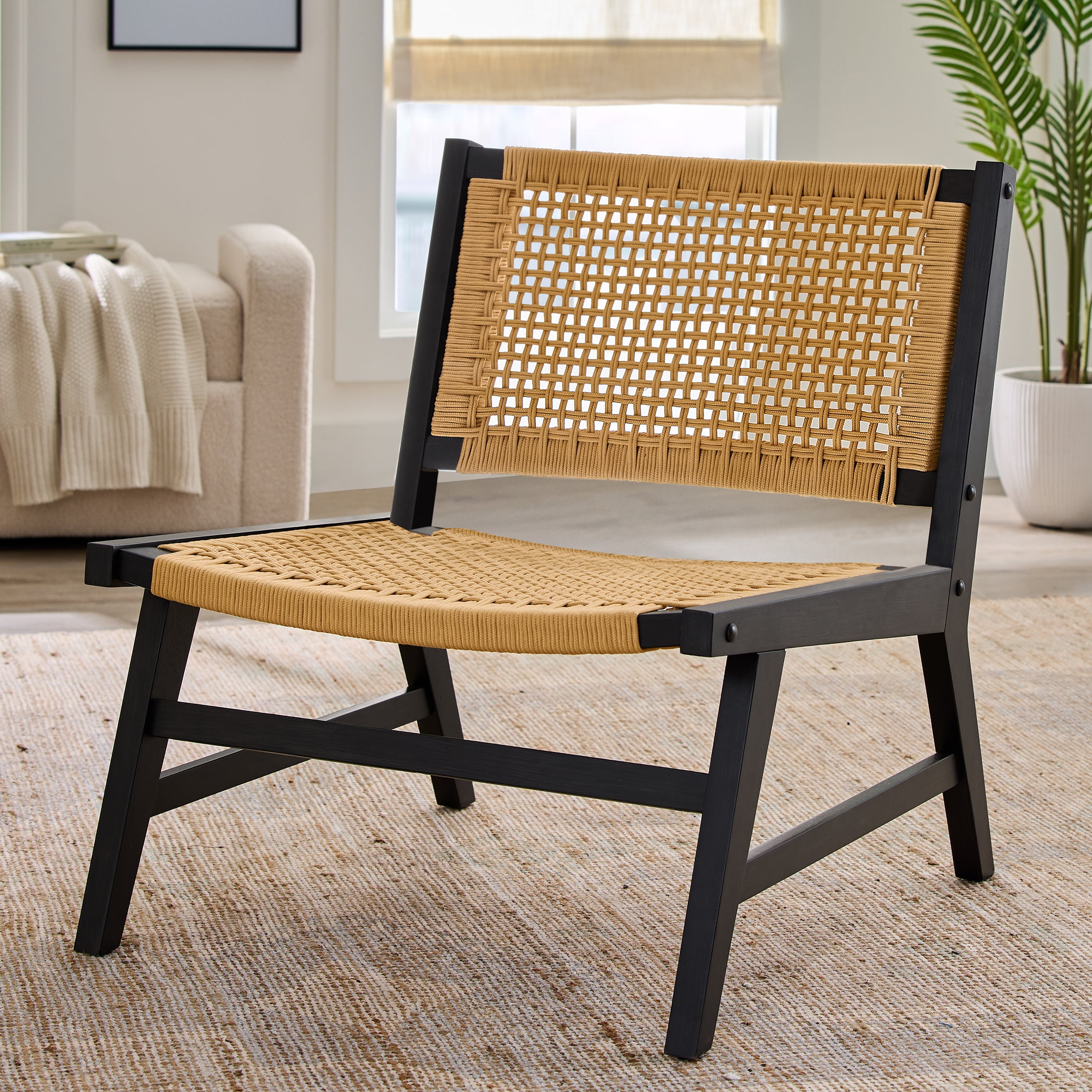 Better Homes & Gardens Vista Woven Accent Chair, Charcoal Finish
