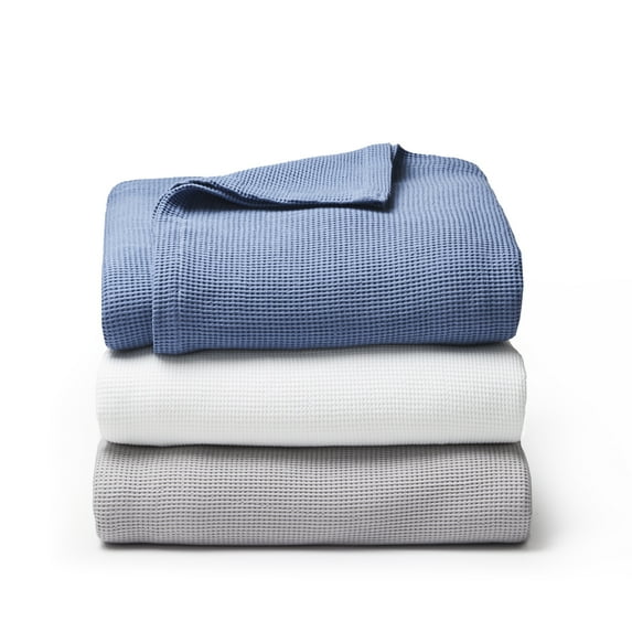 Better Homes and Gardens Waffle Weave Cotton Bed Blanket, Full/Queen, Grey