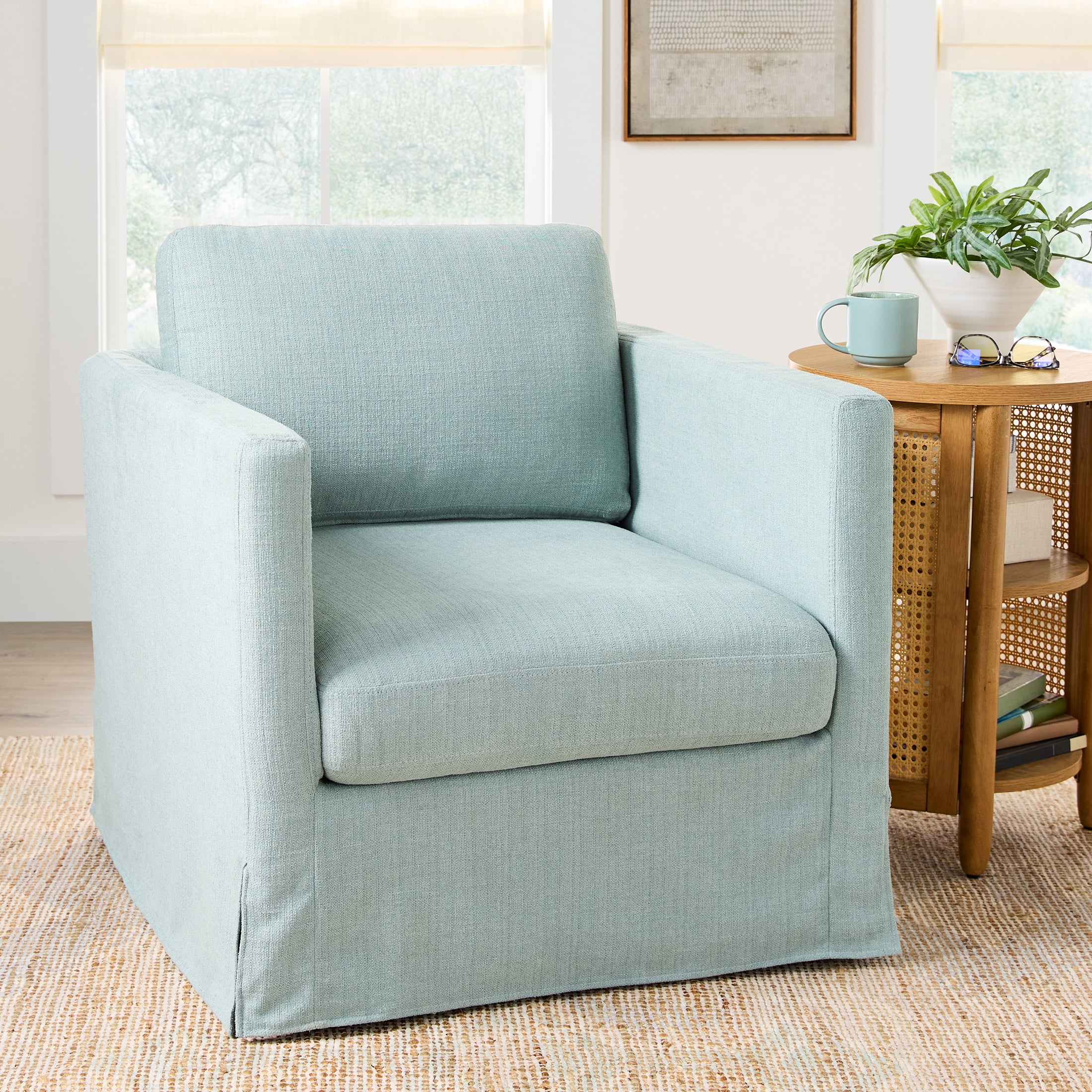 Better Homes & Gardens Waylen Swivel Accent Chair, River Green