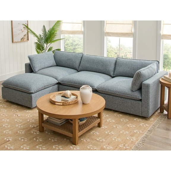 Better Homes & Gardens Weston 107.5" Cloud Modular Sectional Sofa, Heathered Blue