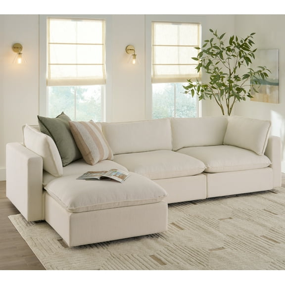 Better Homes & Gardens Weston 107.5" Cloud Modular Sectional Sofa, White