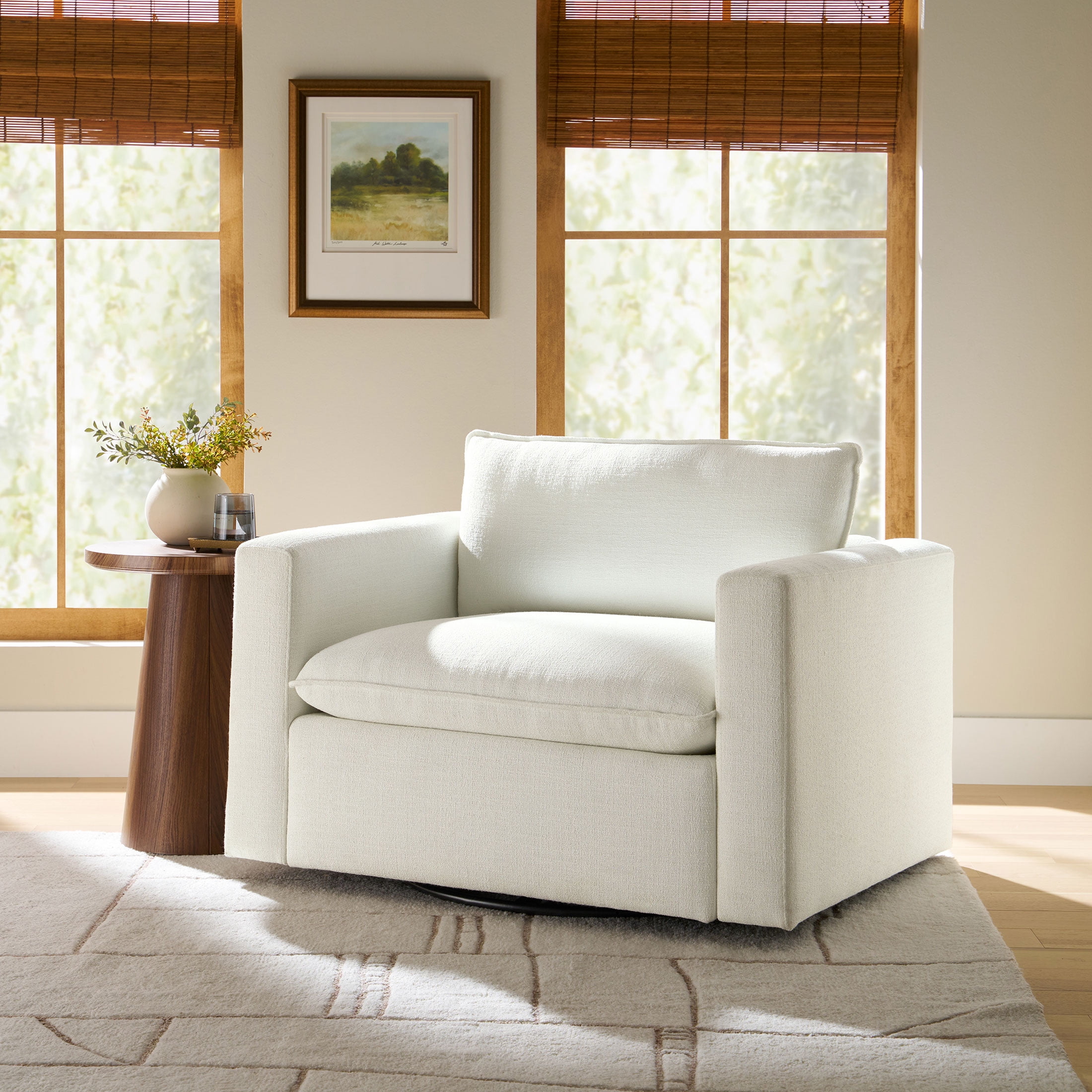 Better Homes and Gardens Weston Cloud Swivel Accent Chair, White