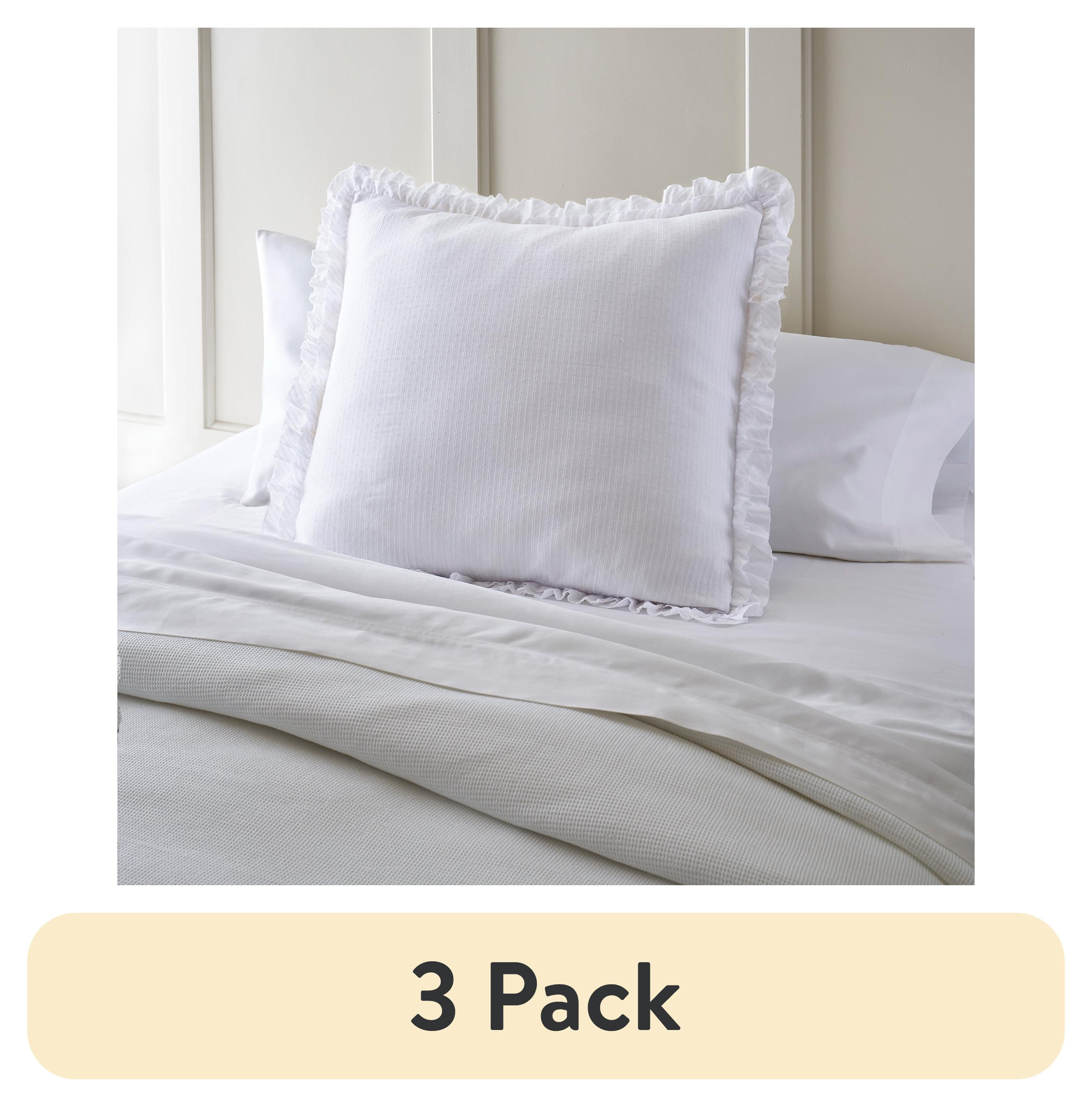 (3 pack) Better Homes and Gardens White Eyelet Cotton Euro Sham, 26" x 26" - Walmart.com