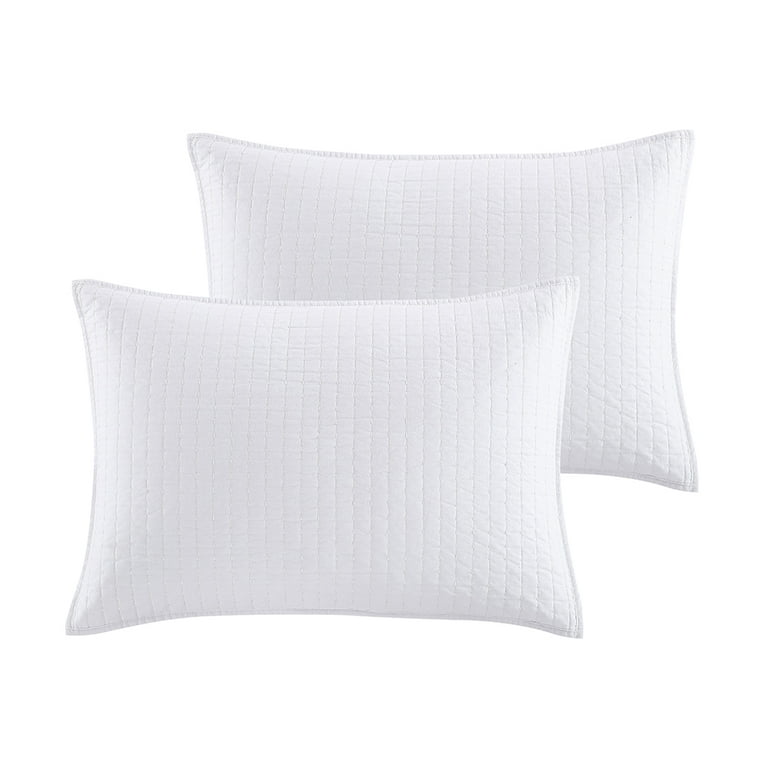 Pair of White Hemstitched Edge Standard Pillow Shams