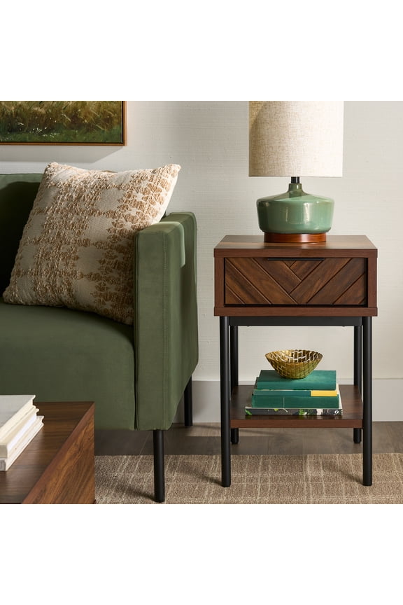 Wyatt Geo End Table, Walnut Finish