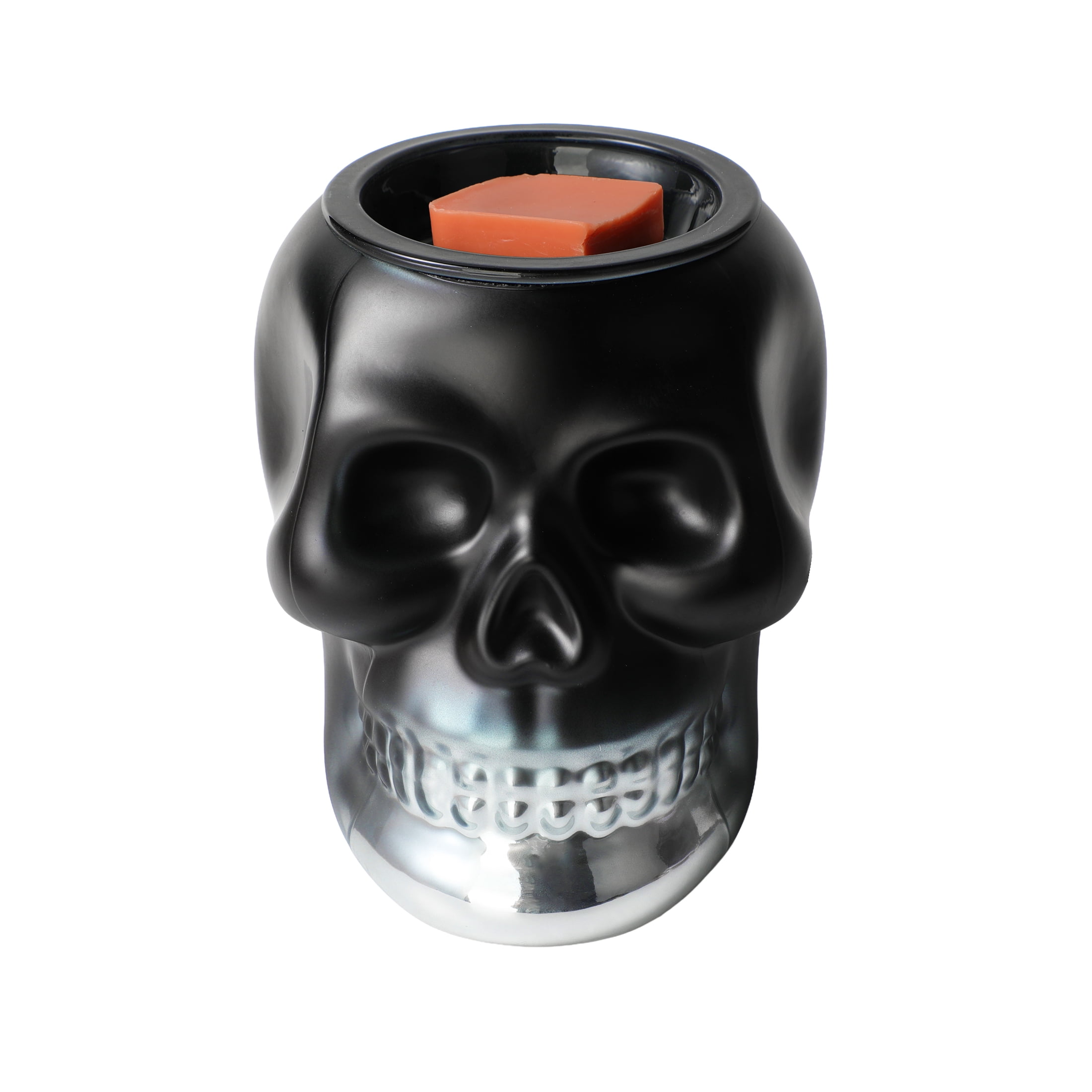 Better Homes & Gardens Halloween Ceramic Electric Plug-in Wax Melt Warmer with Farm Apple Pumpkin Wax Melts, Ombre Skull