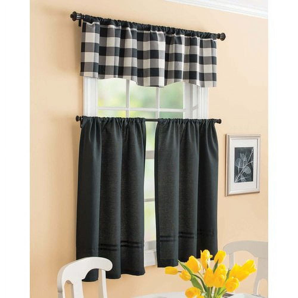 Better Homes&gardens Checks And Solids Tier And Valance Set