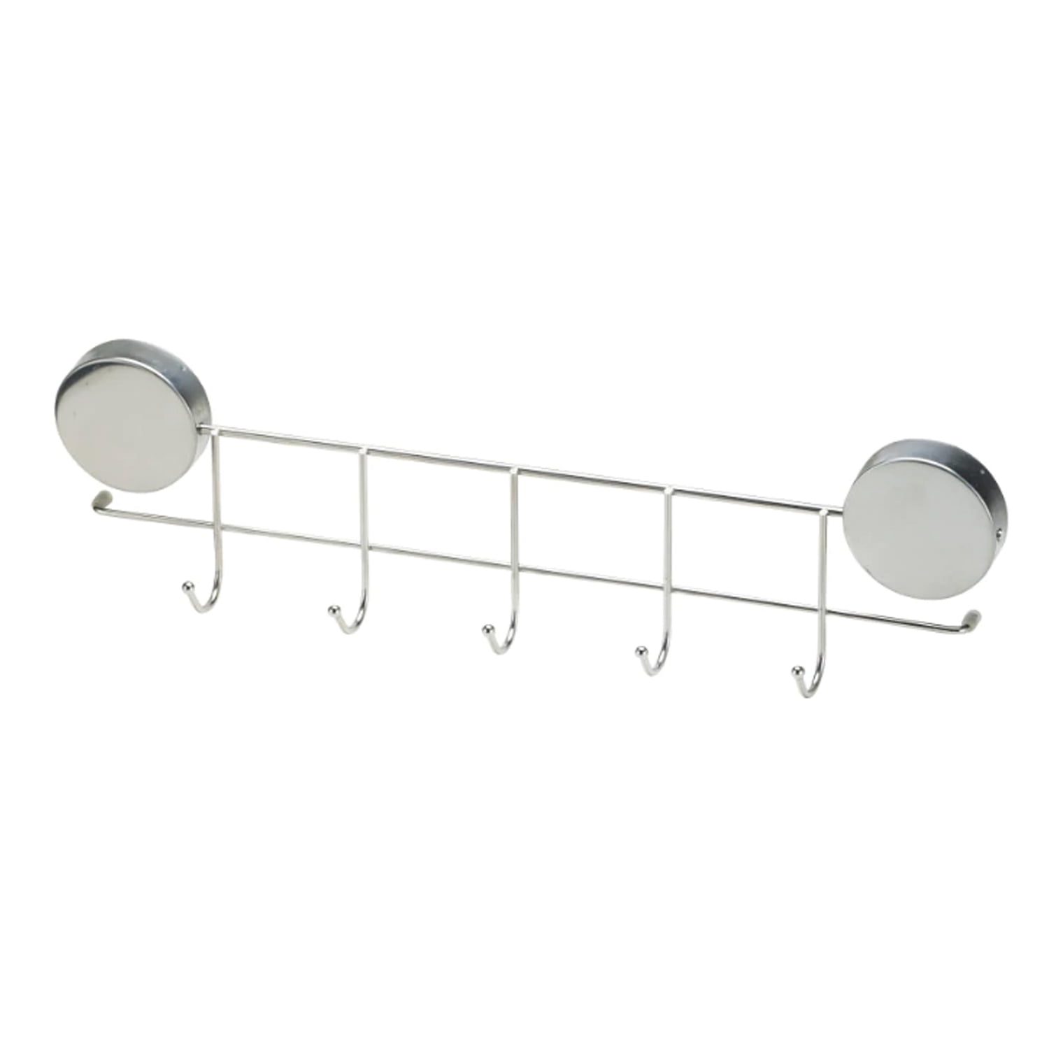 Stainless Steel Magnetic 5-Hook Key and Utensil Rack