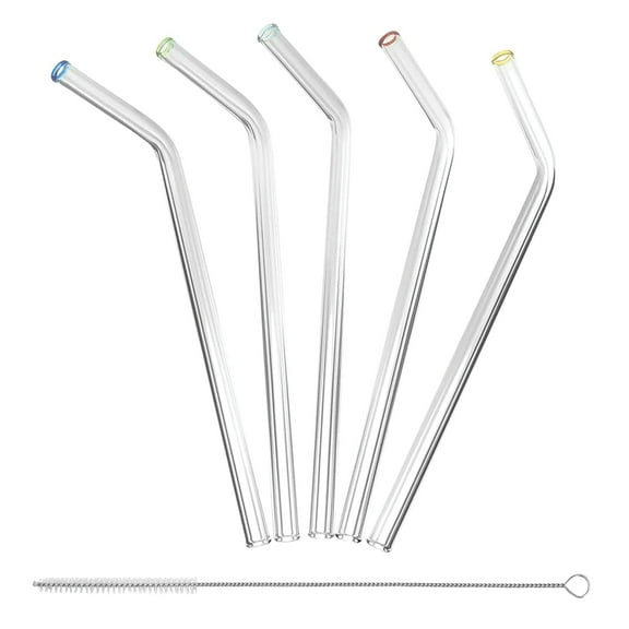 Better Houseware 309 Glass Straws with Cleaning Brush, Set of 5 (Extra-Wide)