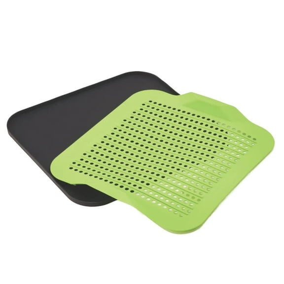 Better Houseware 3420/G 2-Piece Silicone Drying Mat (Black and Green)