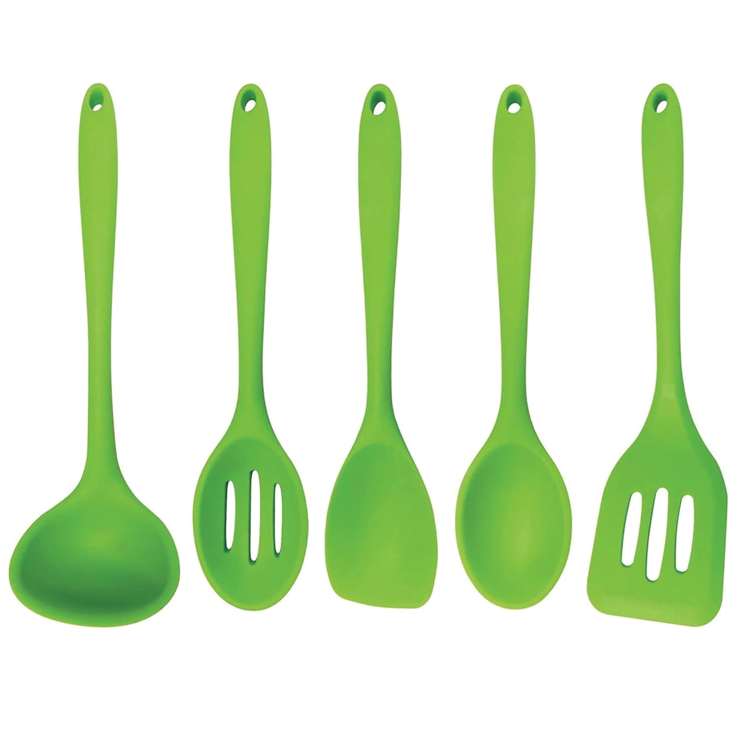 5pc Heat Resistant Green Silicone Kitchen Utensils Set Cooking Tools Kitchenware Soup Spoon Spatula Cookware Accessories Supplies Ruya Company Color