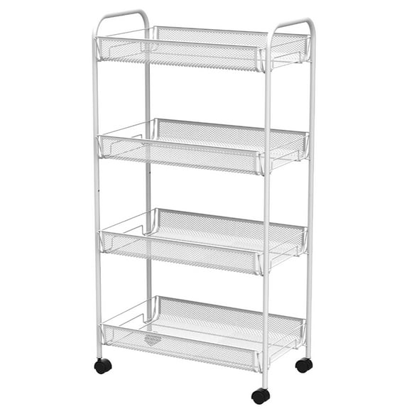 Better Houseware 4-Shelf Wheeled Metal Trolley, White, 2002