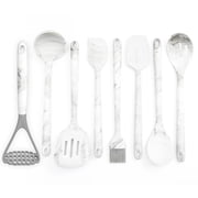 Better Houseware 8-Piece Silicone Utensils Set, White Marble, 3300/Set