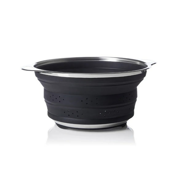 Better Houseware Silicone Collapsible Colander, Black, 733