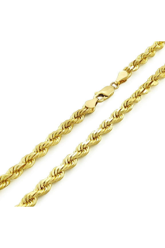 1.3mm Rope Diamond cut Chain Necklace .925 Sterling Silver Gold Plated