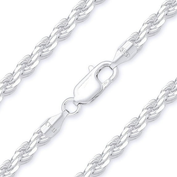 Better Jewelry 3.2mm Rope Diamond cut Chain Necklace .925 Sterling Silver