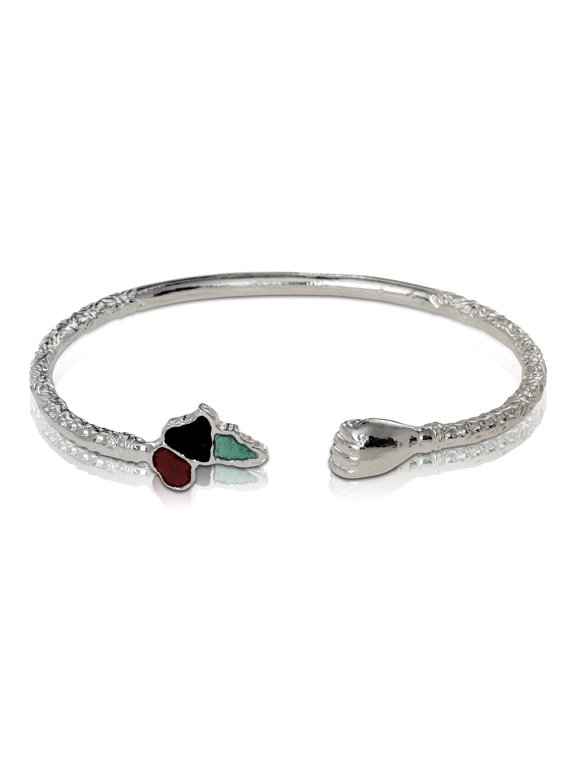 .925 Sterling Silver African Power Fist Bangle (1 piece)
