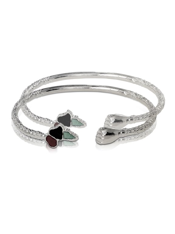 .925 Sterling Silver African Power Fist Bangles (pair)