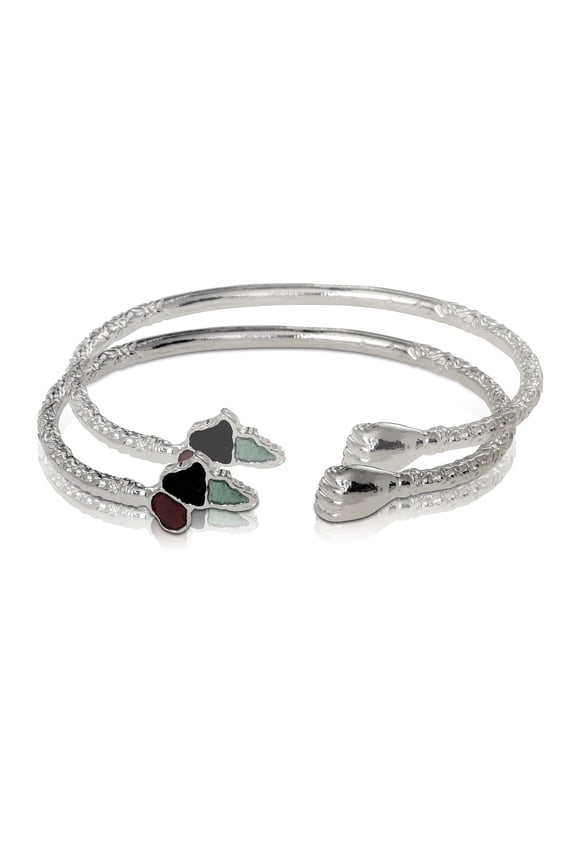 .925 Sterling Silver African Power Fist Bangles (pair)
