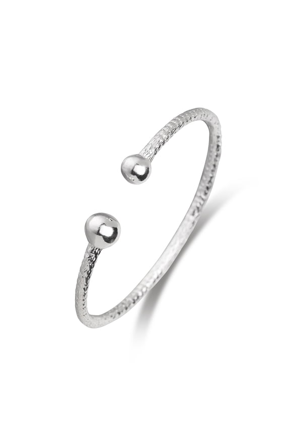 .925 Sterling Silver Asymmetric Balls Bangles (1 Piece)