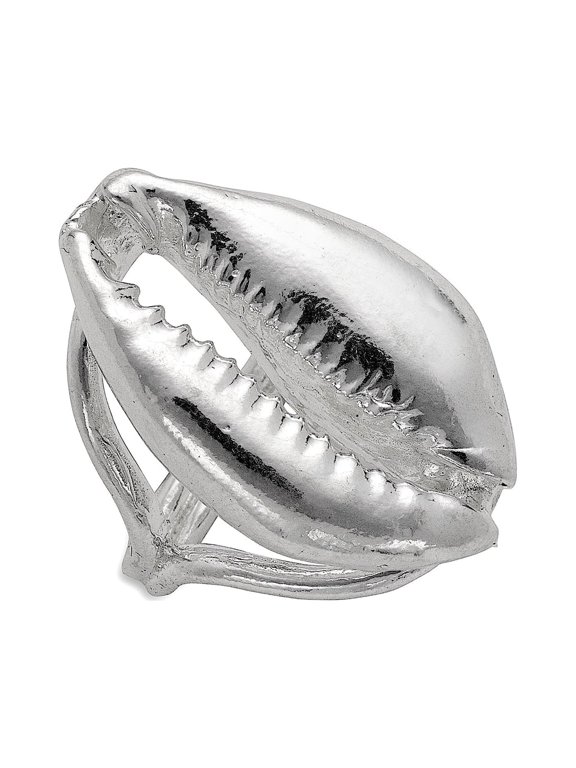 .925 Sterling Silver Cowrie Shell Ring