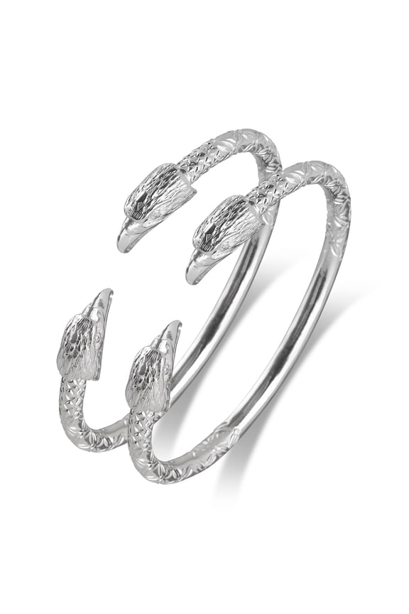 , .925 Sterling Silver Eagle Head Bangle Handmade Vintage Cuff Bracelet, 1 pair