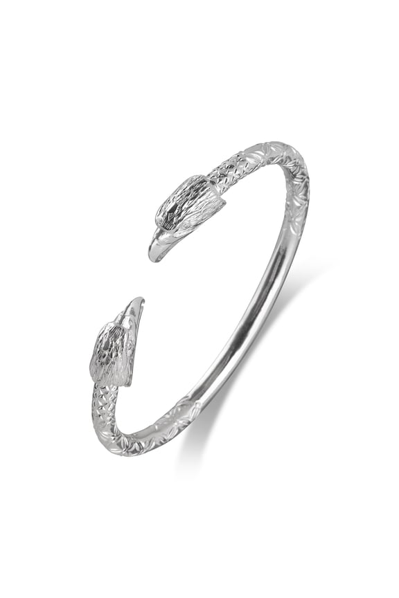 , .925 Sterling Silver Eagle Head Bangle Handmade Vintage Cuff Bracelet, 1 piece