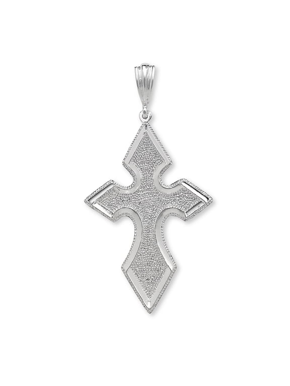 .925 Sterling Silver Large Cross Pendant Silver Vintage Handmade Pendant Women Men