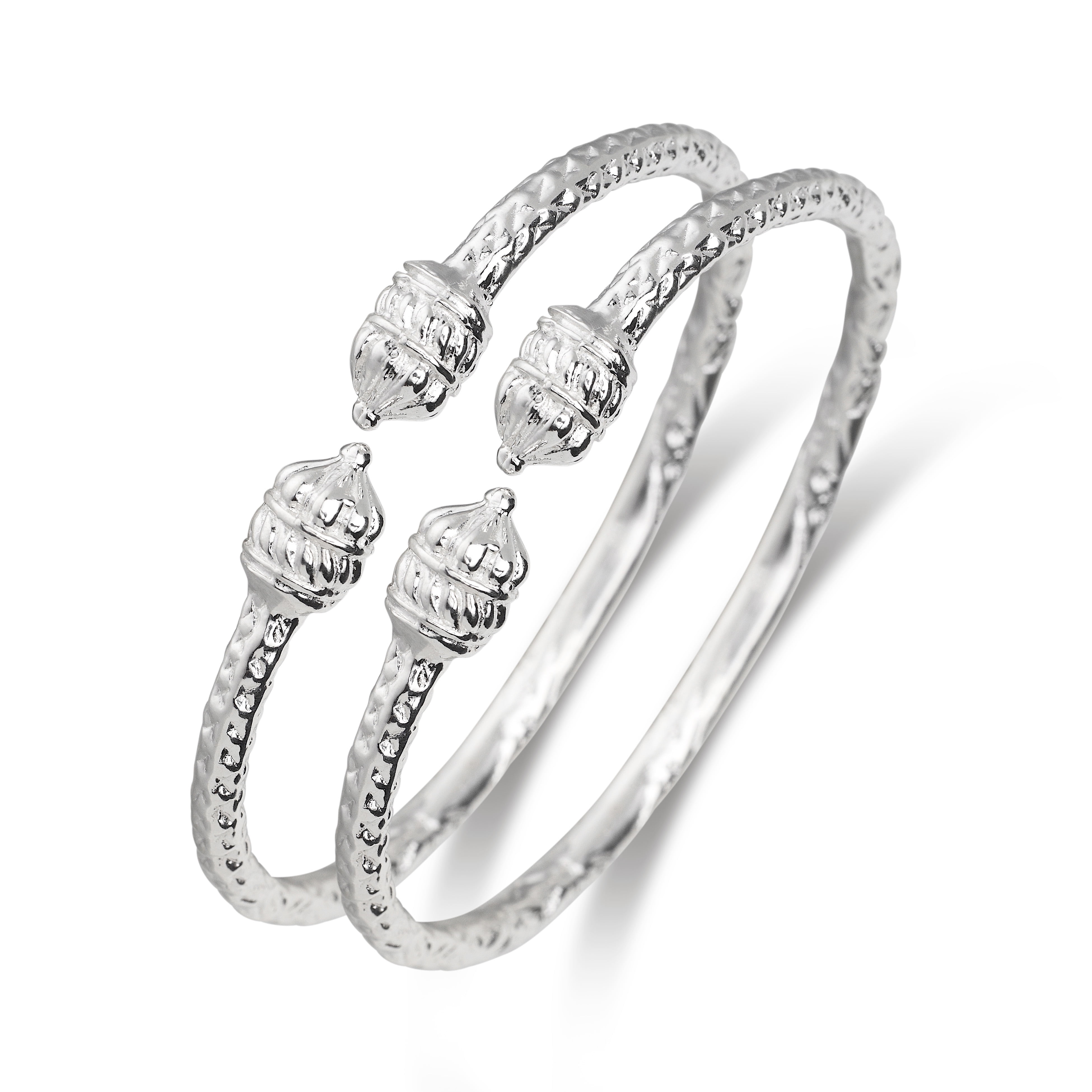 Better Jewelry .925 Sterling Silver Taj Mahal Bangles (1 Pair